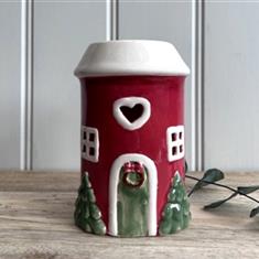 Christmas Cottage Wax Melter-Red