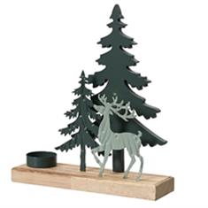  Iron Tree And Deer Scene Tealight Holder 24cm