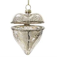 Antique Silver Openable Heart Bauble