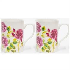 St of 2 Rose Garden Mugs