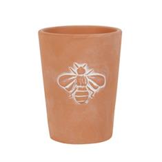 Small Single Terracotta Bee Motif Plant Pot