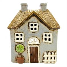 Large pottery house tealight holder