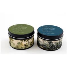 Set of Two Fresh Palm and Palm Breeze Scented Tin Candles 