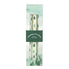 SET OF 3 WHITE FIR TREE TAPER CANDLES